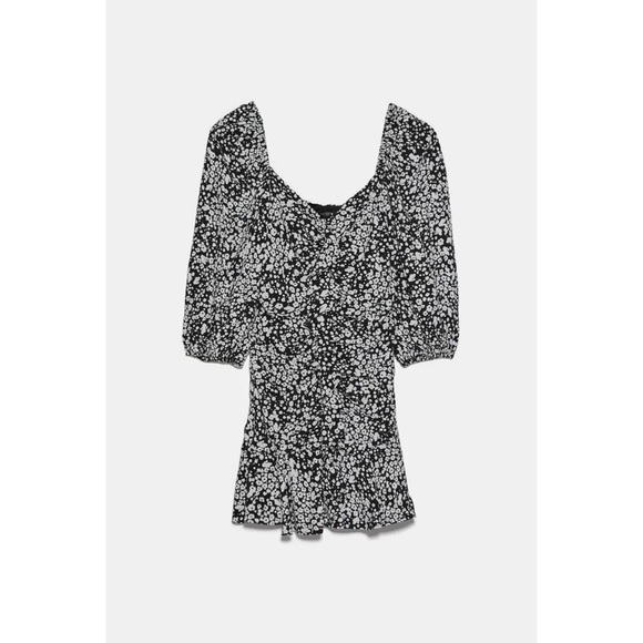 Zara Ruched Ruffle Floral Print Dress - Picture 5 of 9